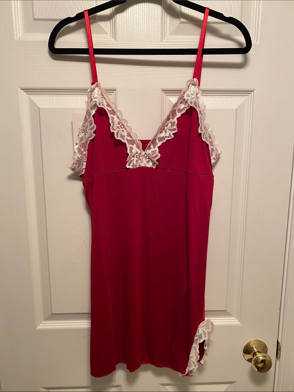 Kvlrous Burgundy Lace-Trim Slip Nightdress…size 2XL